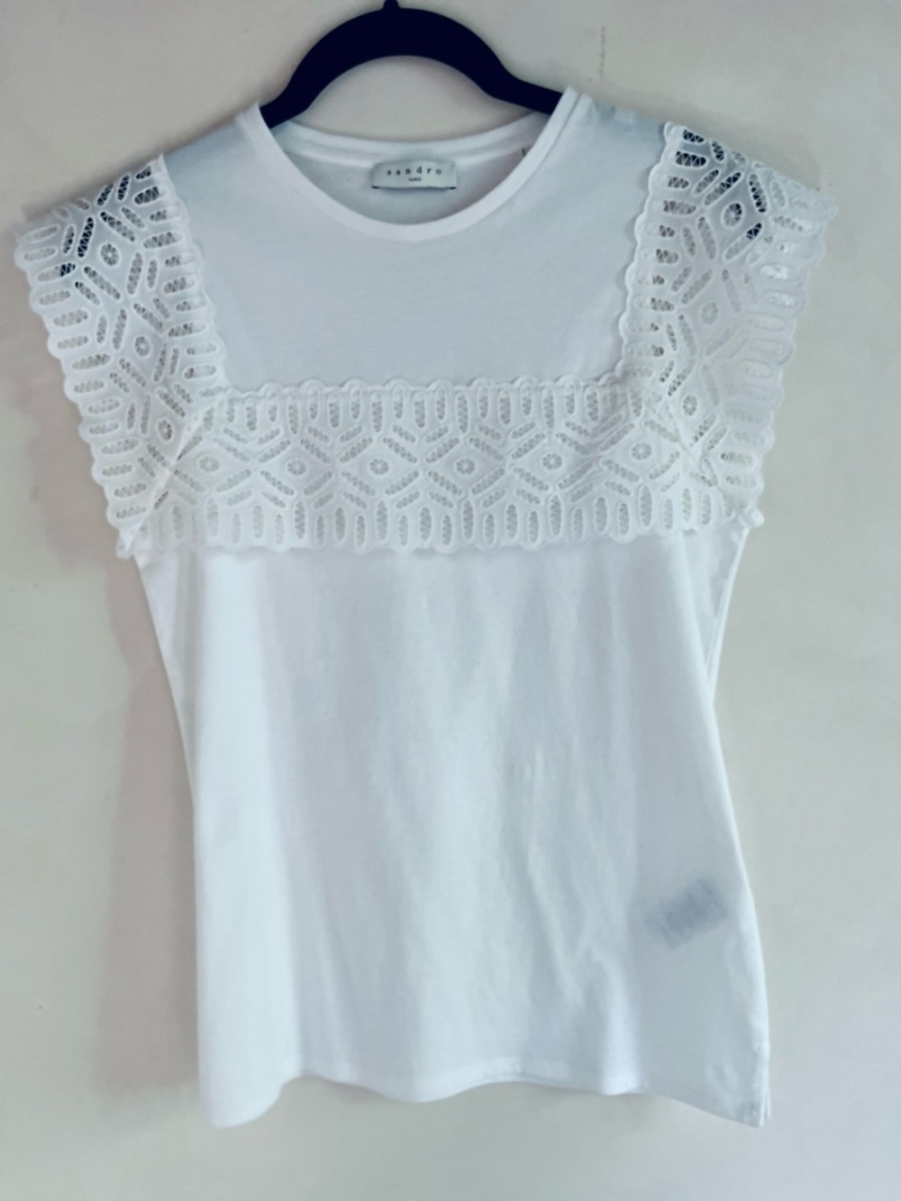 Sandro Paris Cotton & Lace Tee